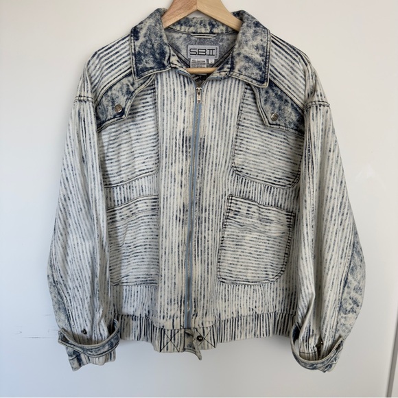 ☁️ VTG Acid Wash Zip Jacket – Size L, 100% Cotton | S.B.II by Bitterman - Picture 11 of 12